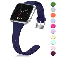 Hamile for Fitbit Versa/Versa 2/SE/Lite Bands, Slim Soft Silicone Wristbands Fitness Straps Replacement Belt for Fitbit Versa Lite Edition Fitness Smart Watch Band, Women Men Kids, Small (Navy)