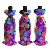Dbou Neon Colored Novelty Colorful Eye Attract 3Pcs Wine Bottle Cover Decoration Cover Bags Wine Bottle Bags Party Gift Wedding Christmas 3Pcs