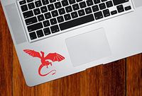 Dragon Flying - Design 1 - Computer Cut Trackpad/Keyboard Vinyl Decal YYDC (3" w x 2.5" h) (RED)
