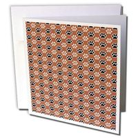 3dRose Cute Brown and Black Paw Prints Pattern - Greeting Cards, 6 x 6 inches, set of 6 (gc_168461_1)