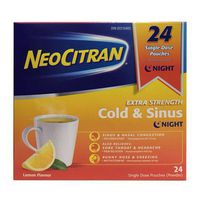 NEOCITRAN Extra Strength Cold & Sinus Night, 24 Single dose Pouches(Powder)