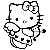Hello Kitty Cupid - Vinyl 4" tall (Color: BLACK) decal laptop tablet skateboard car windows stickers