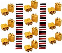 Finware 10 Pair XT60 XT-60 Male Female Bullet Connectors Power Plugs with Heat Shrink for RC Lipo Battery