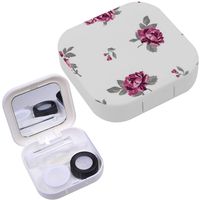 Portable Contact Lens Case Box Travel Kit Mirror + Bottle + Tweezers Container Holder [ Rose ]
