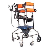 Walkers Lxn Standing Walk Stand Walk Aid/Stand Frame with Seat Wheel Rehabilitation Device Folding Height Adjustable Old Man Lower Limb Orange Six Wheel with Bedside Toilet