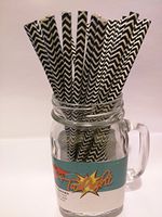 Black Chevron Stripe, Vintage Paper Drinking Straws - 25 Ct. - Twilight Parties