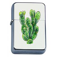 Cactus Desert Plant Flip Top Oil Lighter S2 Smoking Cigarette Smoker Includes Silver Case