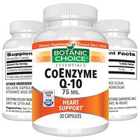 Botanic Choice CoEnzyme Q10 - Anti-Oxidant Supplements for Heart Health- Supports The Immune System, Anti-Aging and Promotes Essential Cellular Energy for Vital Organs 30 Pcs 75 mg
