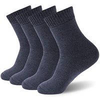 Wide Diabetic Socks, Feelwe Diabetic Socks for Men Size 13-15 Extra Wide Thermal Socks Wide Womens Socks for Women Seamless Toe Non Binding Loose Top Cushion Socks 4 Pairs Black Grey X-Large