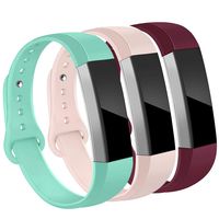 OenFoto Bands Compatible Fitbit Alta/Alta HR/Ace, Adjustable Soft Silicone Bracelet Replacement Accessory Wristband for Fitbit Alta/Alta HR/Ace,Women Men, Sand Pink, Teal, Wine Red Small