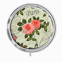 Youroom Paris travel and flowers Custom HOT Sales Stainless Steel Round Pill Box Medicine Vitamin Organizer Holder Decorative box