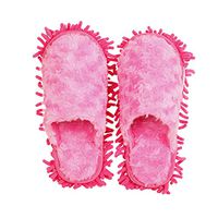 Super Chenille Microfiber Washable Mop Slippers Shoes For Women Floor Dust Dirt Hair Cleaner (Color : Rose Red, Size : 7 US)