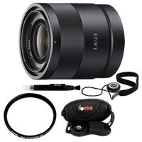 Sony Carl Zeiss Sonnar T E 24mm F1.8 ZA Lens for Sony NEX Cameras + 49mm UV Filter + Lens Pen + Lens Cap Keeper + Professional Camera Strap