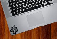 Hibiscus Flower - Design 1 - Trackpad/Keyboard - Vinyl Decal (2" w x 2" h) (Color Variations Available) (Black)