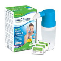 SinuCleanse Soft Tip Micro-Filtered Nasal Wash System - Includes 30 All-Natural, Pre-Mixed Buffered Saline Packets - Relieves Nasal Symptoms and Congestion due to Cold & Flu, Dry Air or Allergies