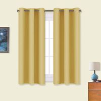 NICETOWN Bedroom Curtains Blackout Draperies, Home Decorations Thermal Insulated Solid Grommet Top Blackout Drapes for Cafe (Yellow, One Pair, 34 x 54-inch)
