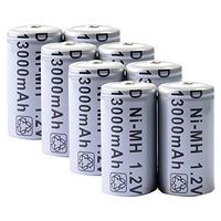 Toyofmine 8pcs D Size Rechargeable Battery D Type 13000mAh 1.2V Ni-MH Cell Grey