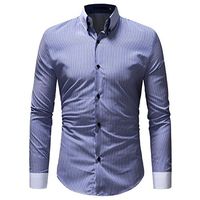 Fashionable Long Sleeve Slim Men Dress Shirt Stripe Pattern Turn-Down Collar Men Male Clothing Fit Business Shirts