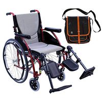 Karman S-Ergo 115 Ultra Lightweight Ergonomic Wheelchair | Seat Size 16" X 17" | Upgraded to Elevating Legrests | Fixed Wheels in Red & Free Black Medical Utility Bag with Trim!