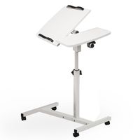 Tloowy Turnlift Sit-stand Mobile Laptop Desk Cart with Side Table Adjustable Mobile Laptop Computer Desk with Adjustable Top and Casters (white)