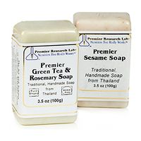 Premier Green Tea/Rosemary Soap, 3.5 oz Bar, Vegan Product - Traditional Handmade Soap from Thailand