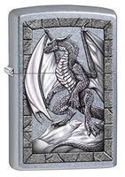 Zippo Lighter: Dragon on Rock - Street Chrome 80433
