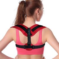 TriLink Posture Corrector for Women & Men - Adjustable and Comfortable Posture Back Brace - Clavicle Support Invisible Under Clothes - Upper Back Pain Relief (Red)