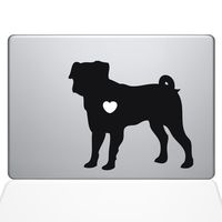 The Decal Guru I Love My Pug Decal Vinyl Sticker, 13" MacBook Air, Black (1487-MAC-13A-BLA)