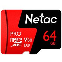 64GB Micro SD Memory Card - Netac P500 PRO V30 UHS-I U3 High Speed MicroSDXC TF Card with Adapter