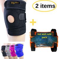 BodyMoves Kid's Knee Brace Support Plus Hot and Cold Ice Gel Pack for stabilizing Patella Meniscus Tear Ligament Injury Prevention (Sporty Black)