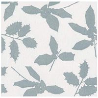 Caspari Holly Silhouettes Paper Linen Dinner Napkins in Ivory & Silver, Four Packs of 12