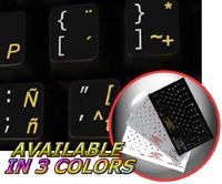 Spanish (Latin American)-English Non-Transparent Keyboard Sticker Black Background for Desktop, Laptop and Notebook