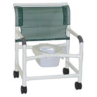 MJM International 126-4-NB Extra Wide Shower Chair No Bar in Back, 425 oz Capacity, Royal Blue/Forest Green/Mauve