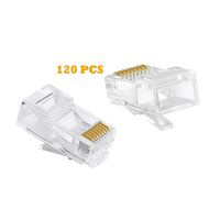 Ethernet Cable Crimp Ends Pass Through Connectors for Solid Wire and UTP Stranded Cable Cat6 Cat5e Cat5 Connectors-Pack of 120PCS