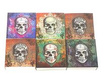 Decorative Matches 6 Square Box Set- Strike Strip on Side of Box- Colored Match Tips- Wooden Matches (Skulls & Lace)