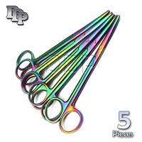 DDP Set of 5 Multi Titanium Color Rainbow METZENBAUM Scissors 5.5" Curved Stainless Steel