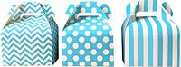 Outside the Box Papers Chevron, Stripe and Polka Dot Paper Gable Favor Boxes 36 Pack Blue, White