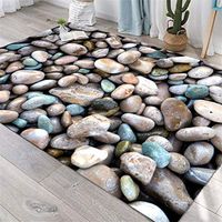 Area Rug Carpet Home Living Room Bedroom Stone Flower 3d Printed Anti-Slip Carpet