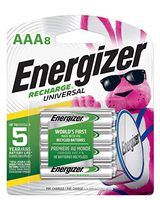 Energizer Rechargeable AAA Batteries, 700 mAh NiMH, Pre-charged, Chargeable for 1,000 Cycles, 8 Count (Recharge Universal)
