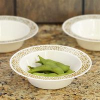 Ivory With Gold Trimmed 6Oz Round Disposable Bowl - Picturesque Collection