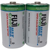 FUJI BATTERIES 4100BP2 EnviroMax D Super Alkaline Batteries, 2 pk, New