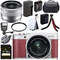 Fujifilm X-A5 Mirrorless Digital Camera with 15-45mm Lens (Pink) + 32GB SDHC Card + 52mm UV Filter + NP-W126 Lithium Ion Battery + External Rapid Charger Bundle