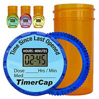 TimerCap Automatically Displays Time Since Last Opened - Built-in Stopwatch Smart Pill Bottle Cap Medication Reminder Case (Qty 4-1.8 oz Amber Bottles) EZ -Twist/CRC