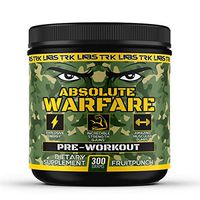 Absolute Warfare Pre Workout Supplement w Creatine– All Natural Nitric Oxide Booster – Lasting Energy & Endurance, Explosive Energy, Unbeatable Strength Gains, Insane Pumps | Fruit Punch (300G)