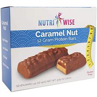 NutriWise - Caramel Nut Diet Bars | Gluten Free, High Protein, Low Cholesterol, Low Sodium, Low Sugar (7/Box)