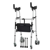 Luckya Foldable Lower Limb Training Home Aluminum Walker Walker Elderly Arm Support Four-Legged Walker Non-Slip Walking Stick with Hospital