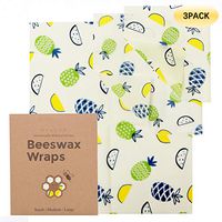 Meadow Beeswax Wrap Assorted 3 Pack Organic Reusable Food Wraps Sustainable Biodegradable Washable for Food Storage - 1 Small, 1 Medium, 1 Large