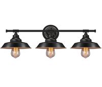 Farmhouse Rustic Style Vintage 3-Lights Vanity Wall Sconce Lighting, Elibbren E26 Base Metal Matte Black Industrial Bathroom Wall Light Fixture for Bathroom Vanity Mirror Cabinets Dressing Table