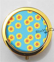 BlackKey Sunflower Pattern 3-Compartment Decorative Pocket Gift Box Case Organizer for Pill, Color 2 -979
