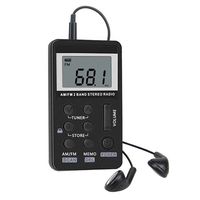AM FM Pocket Radio Mini Portable Digital Tuning AM / FM Stereo Radio Receiver with Rechargeable Battery and Earphone-black